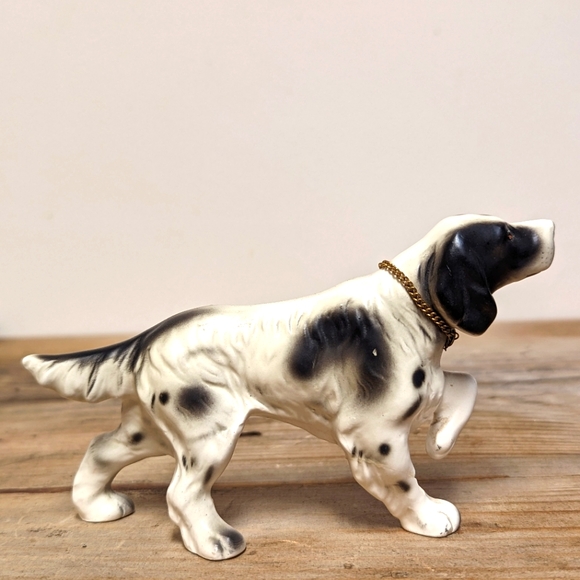 Vintage Porcelain Setter Dog figurine , black and white - Picture 2 of 6